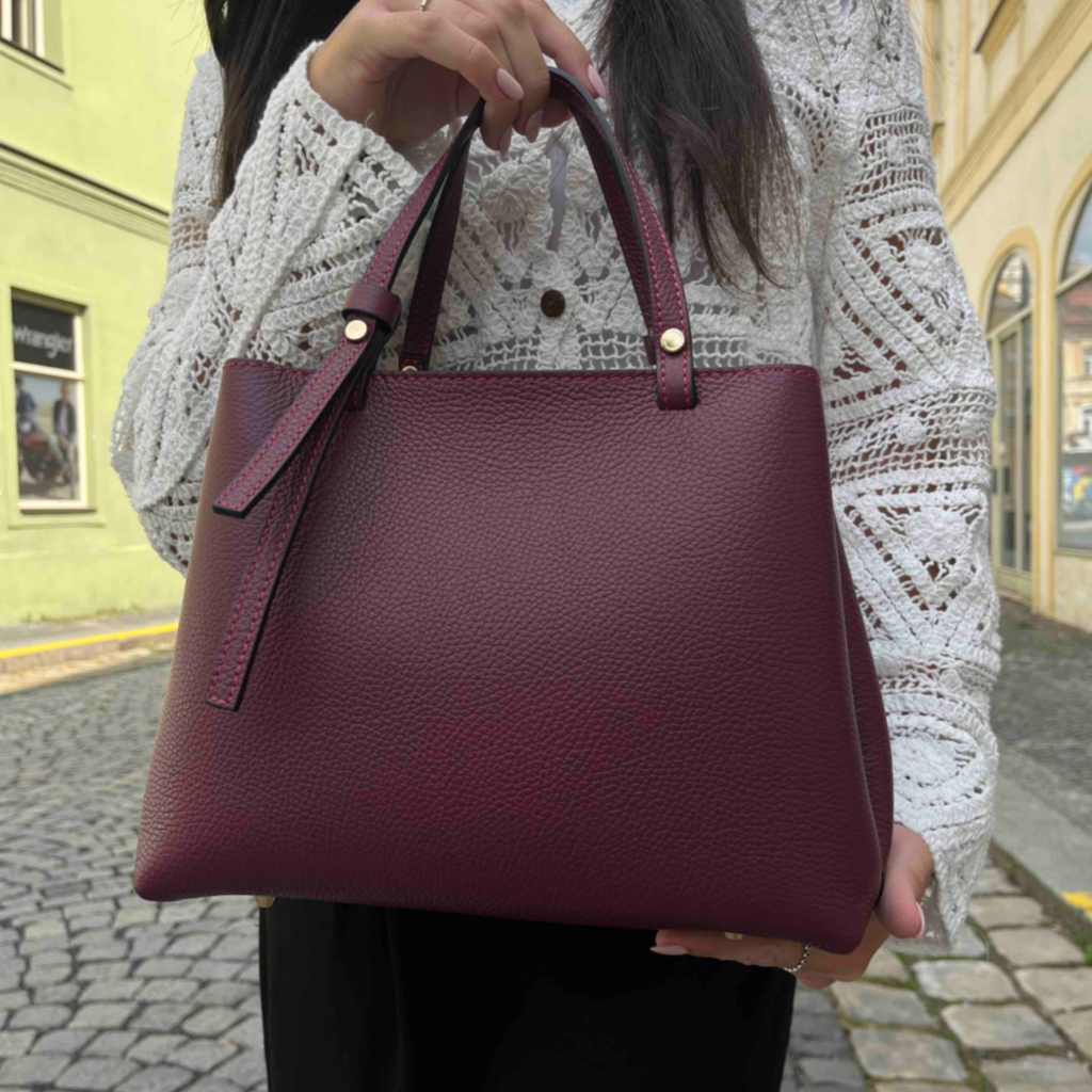Dámská kožená kabelka PELLEIA burgundy2